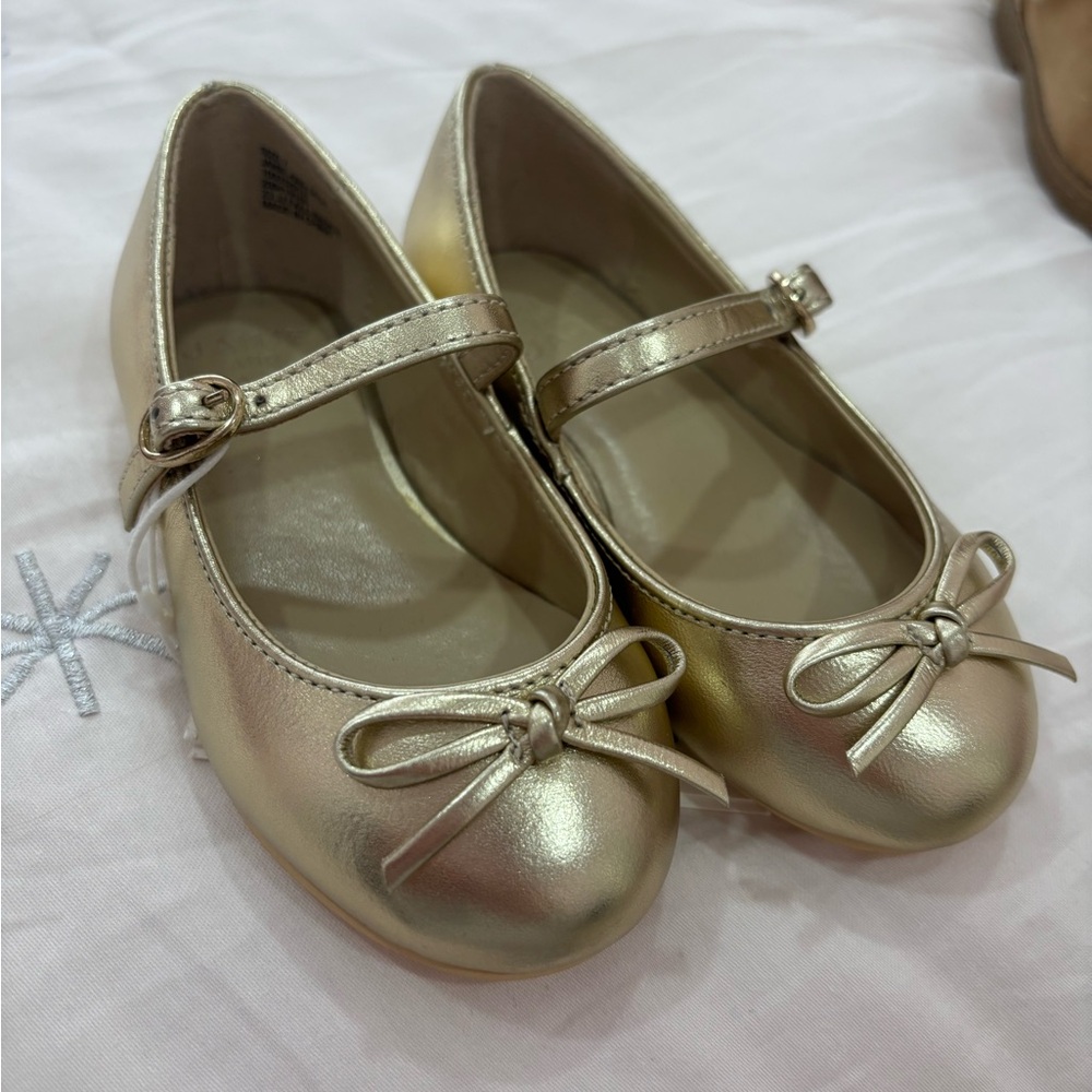 Janie and Jack Metallic Gold Mary Jane Shoes